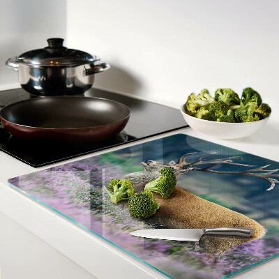 Glass chopping board Deer in a lavender landscape