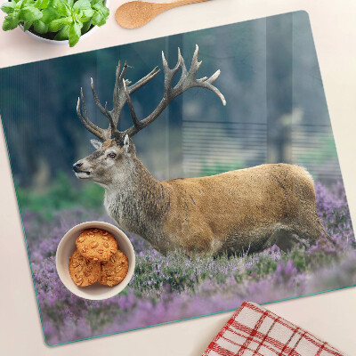 Glass chopping board Deer in a lavender landscape