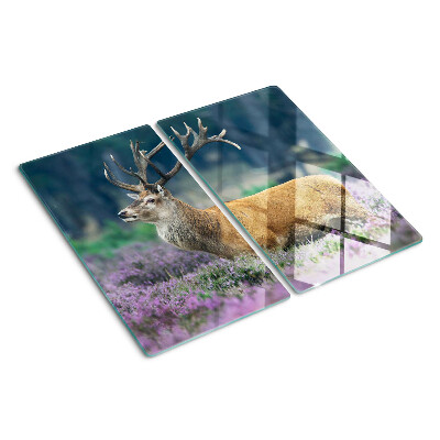Glass chopping board Deer in a lavender landscape