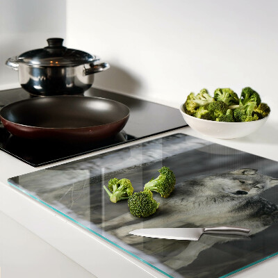 Glass kitchen board Wolf in a forest setting