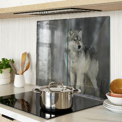 Glass kitchen board Wolf in a forest setting