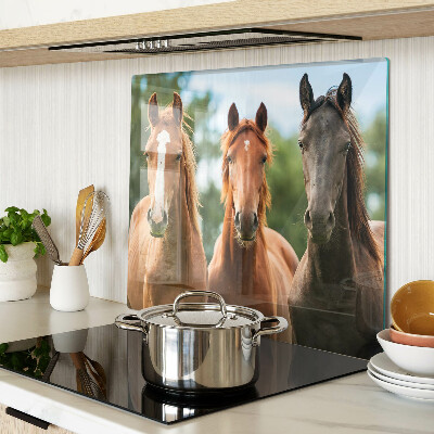 Glass chopping board Horses in nature
