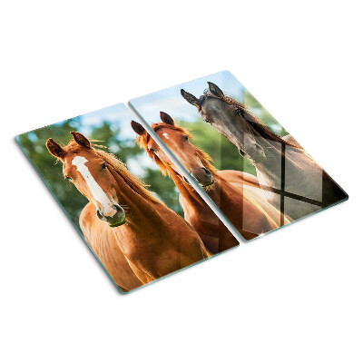 Glass chopping board Horses in nature