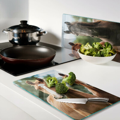 Glass chopping board Horses in nature