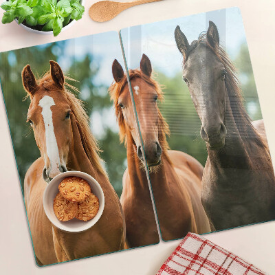 Glass chopping board Horses in nature
