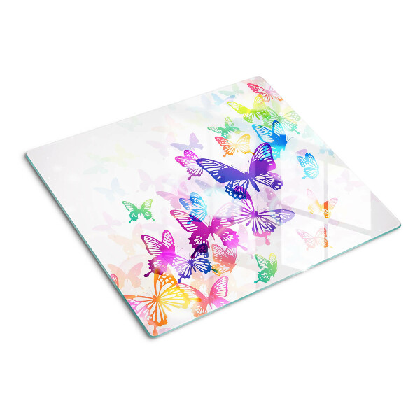 Glass kitchen board Colorful flying butterflies motif