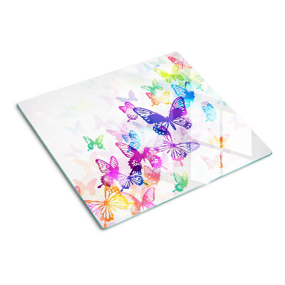 Glass kitchen board Colorful flying butterflies motif