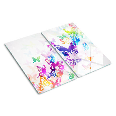 Glass kitchen board Colorful flying butterflies motif