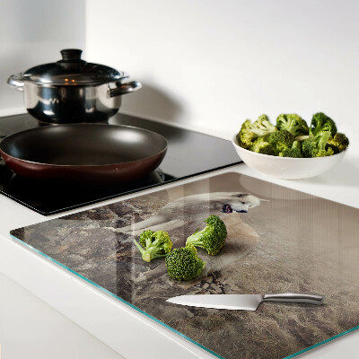 Glass kitchen board Wolf on a rocky mountain