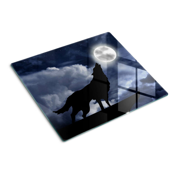 Glass chopping board Wolf in the moonlight