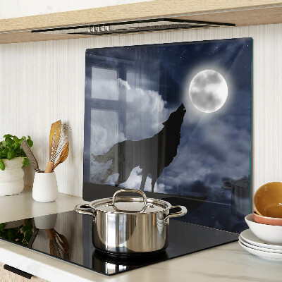 Glass chopping board Wolf in the moonlight