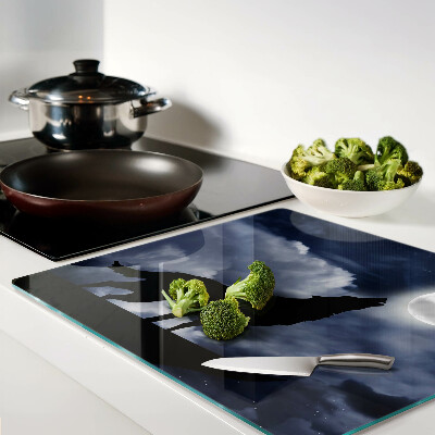 Glass chopping board Wolf in the moonlight