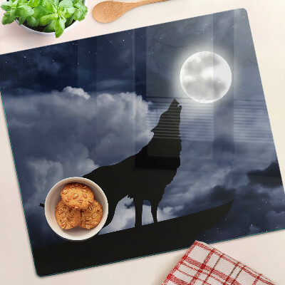 Glass chopping board Wolf in the moonlight