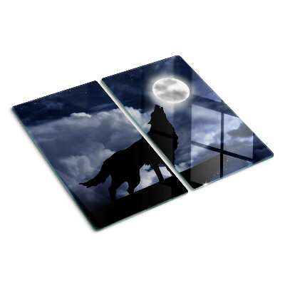 Glass chopping board Wolf in the moonlight
