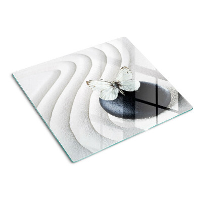 Glass kitchen board Butterfly motif on stone