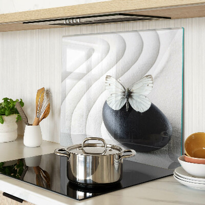 Glass kitchen board Butterfly motif on stone