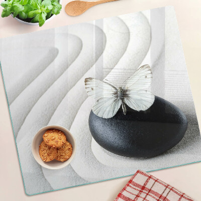 Glass kitchen board Butterfly motif on stone