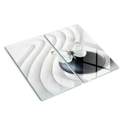 Glass kitchen board Butterfly motif on stone