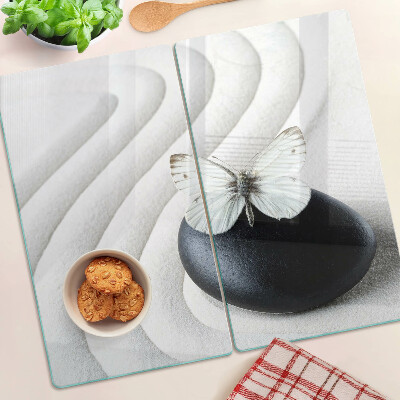 Glass kitchen board Butterfly motif on stone