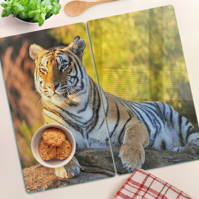 Glass chopping board Tiger in the background of nature