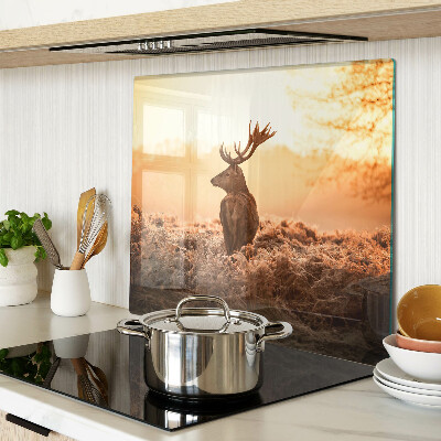 Glass kitchen board Deer against the backdrop of the sunset