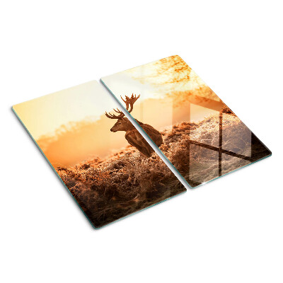 Glass kitchen board Deer against the backdrop of the sunset