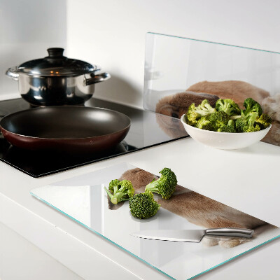Glass kitchen board Rabbit on a white background