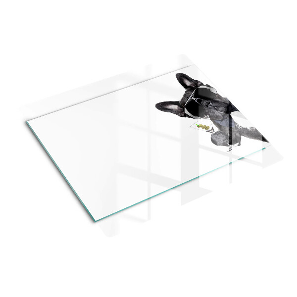 Glass kitchen board Dog with sunglasses