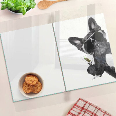 Glass kitchen board Dog with sunglasses