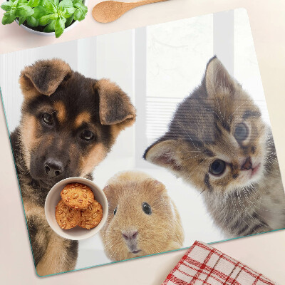 Glass chopping board Dogs, cats, rabbits