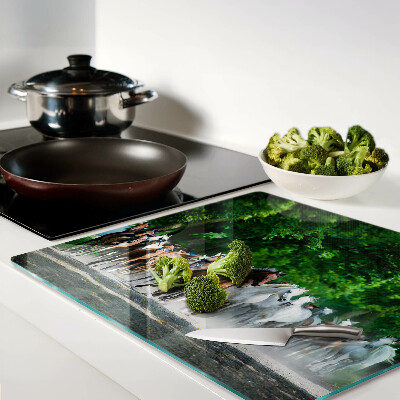 Glass chopping board Galloping horses in nature