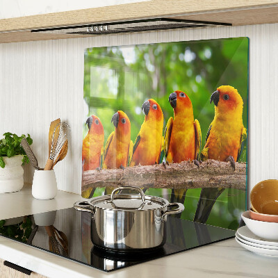Glass chopping board Parrots on a branch