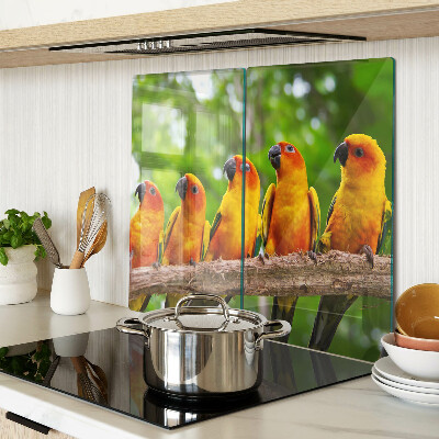 Glass chopping board Parrots on a branch