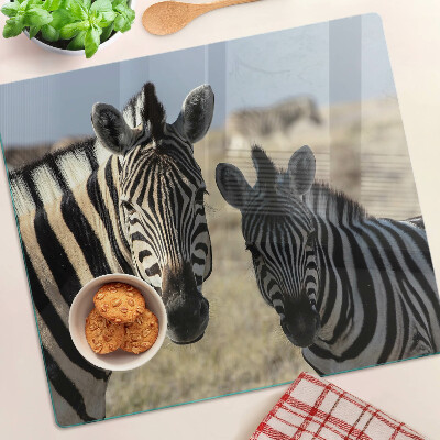 Glass chopping board Zebras in their natural habitat