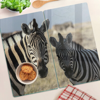 Glass chopping board Zebras in their natural habitat