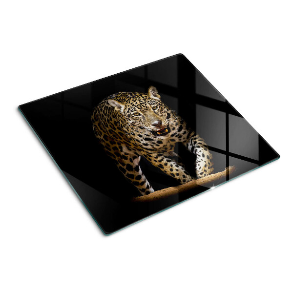 Glass chopping board Leopard on the move
