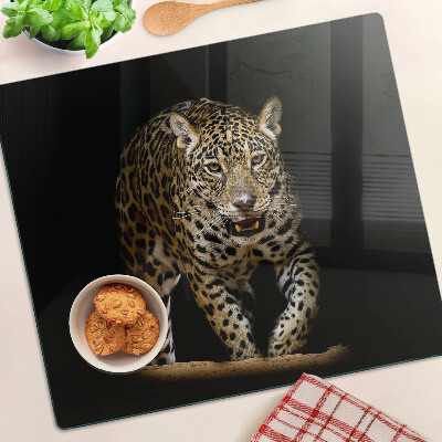 Glass chopping board Leopard on the move