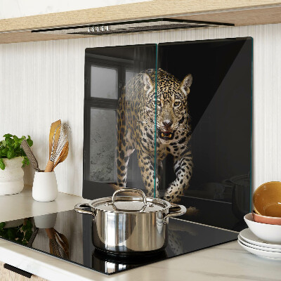 Glass chopping board Leopard on the move