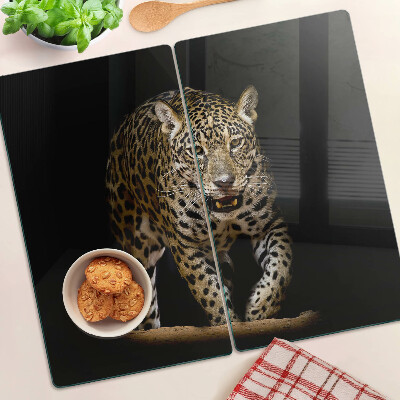 Glass chopping board Leopard on the move