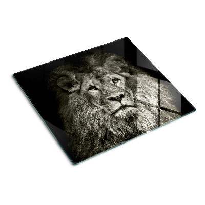 Glass chopping board Lion in black and white