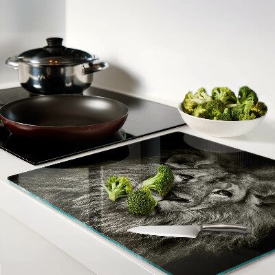 Glass chopping board Lion in black and white