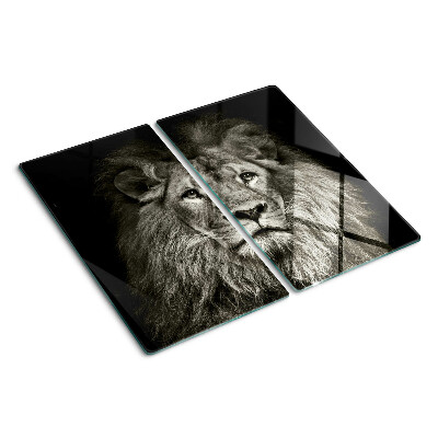 Glass chopping board Lion in black and white