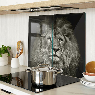Glass chopping board Lion in black and white