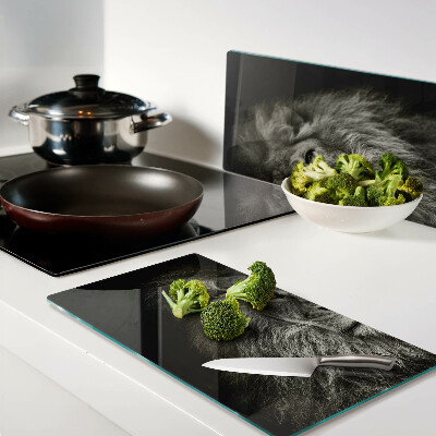 Glass chopping board Lion in black and white