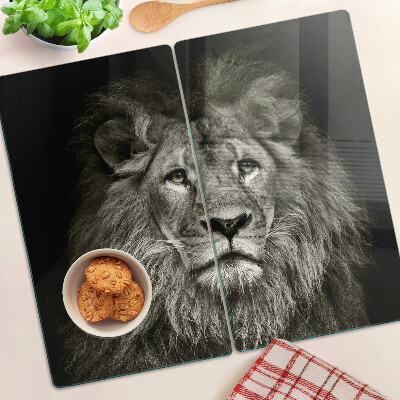 Glass chopping board Lion in black and white