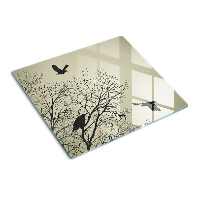 Glass kitchen board Birds on tree branches