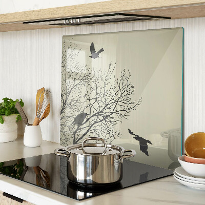 Glass kitchen board Birds on tree branches