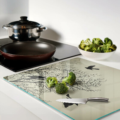 Glass kitchen board Birds on tree branches