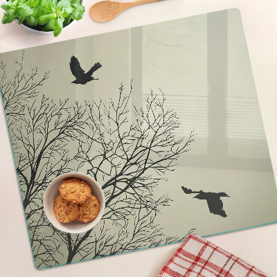 Glass kitchen board Birds on tree branches