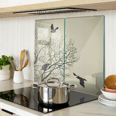 Glass kitchen board Birds on tree branches